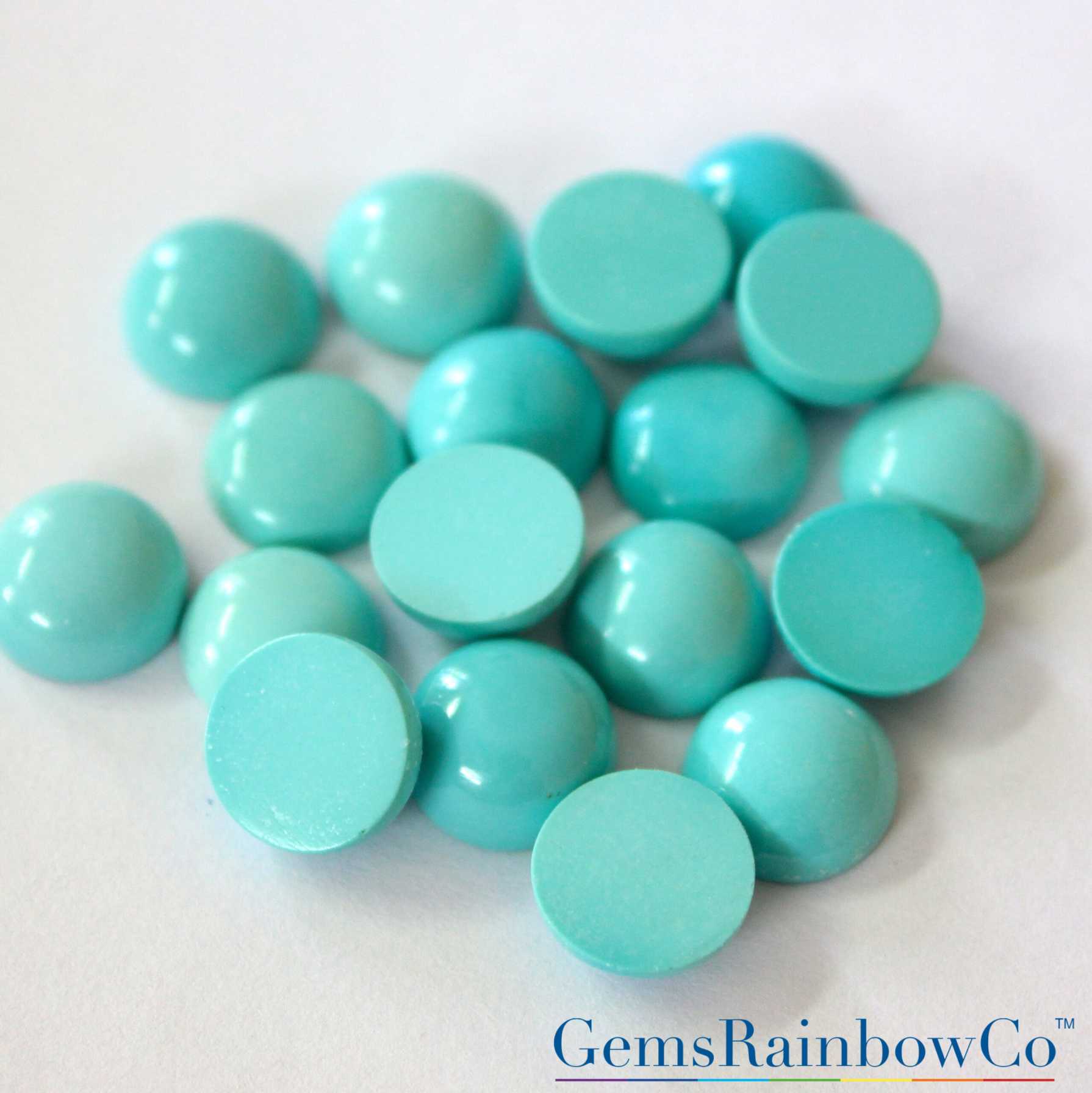 Turquoise Round Blue Cabochons Loose Gemstone Gemsrainbowco