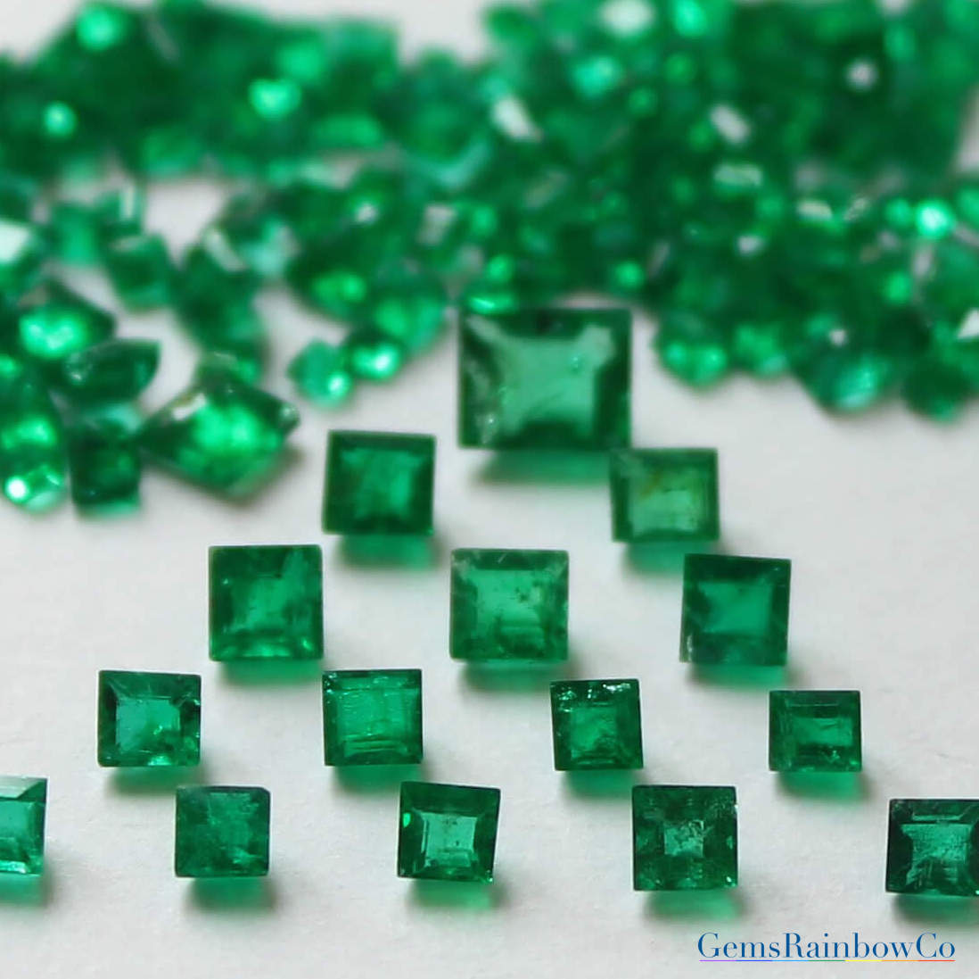 Emerald Square 1mm to 3mm Faceted Loose gemstone| GemsRainbowCo