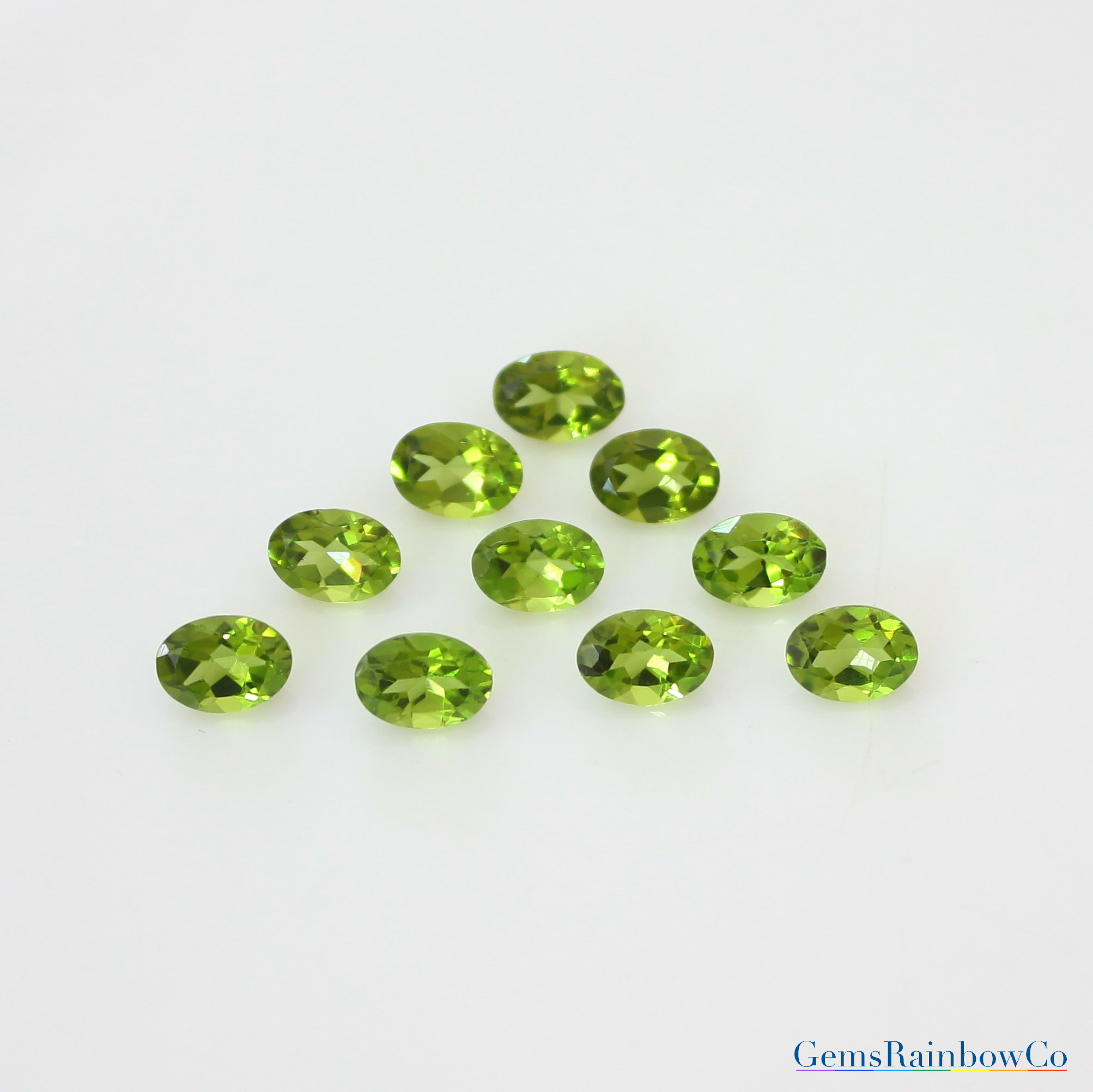 6x4mm and 7x5mm Olive Green Arizona Peridot Oval Faceted Loose gemstone ...