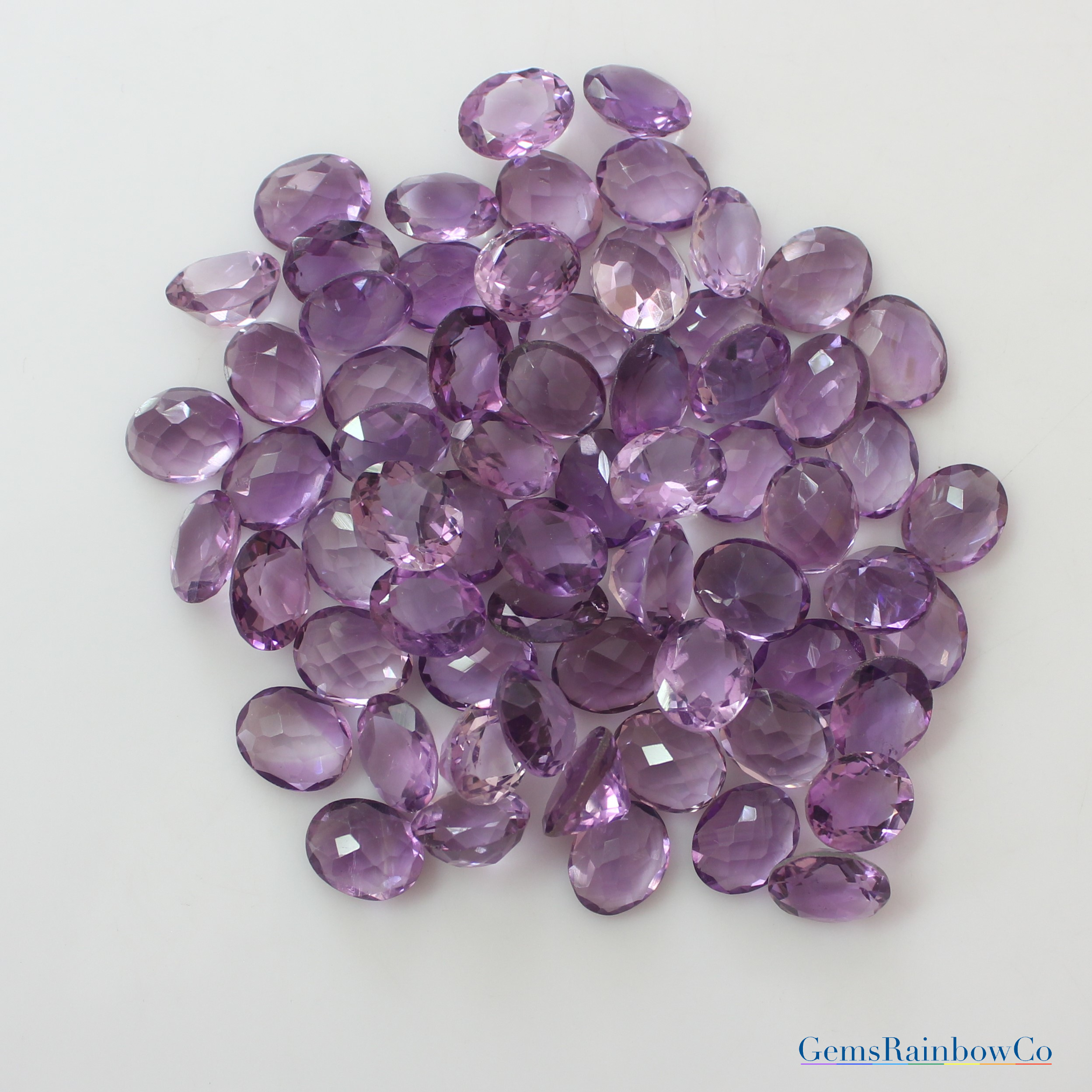 10x8mm and 11x9mm Amethyst Oval Faceted Loose gemstone Light Purple ...