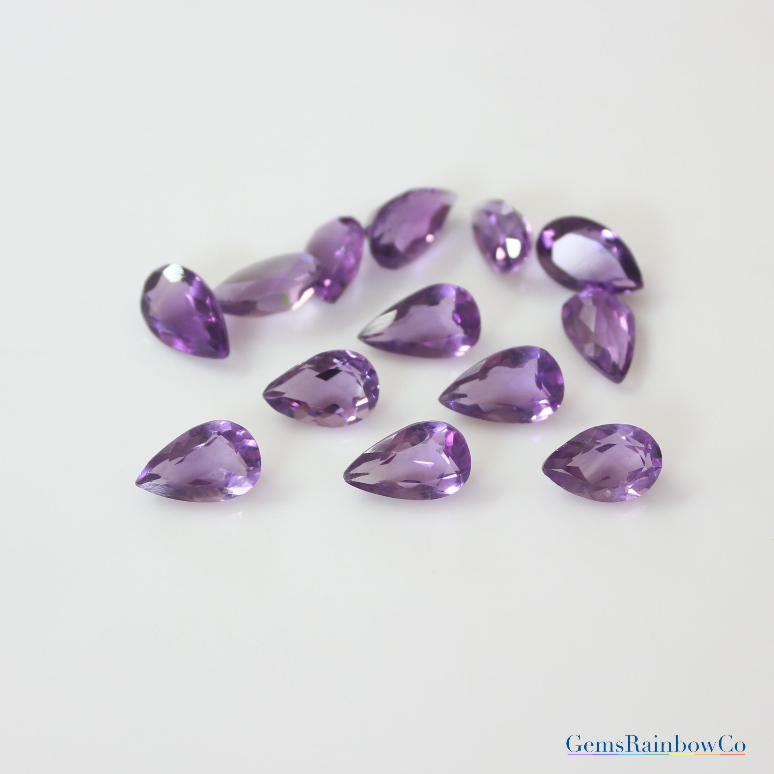  Natural Amethyst Faceted Olive Shape Loose Gems Purple