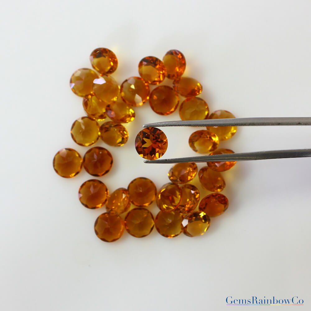 Citrine Round Faceted 7mm Loose gemstones | GemsRainbowCo