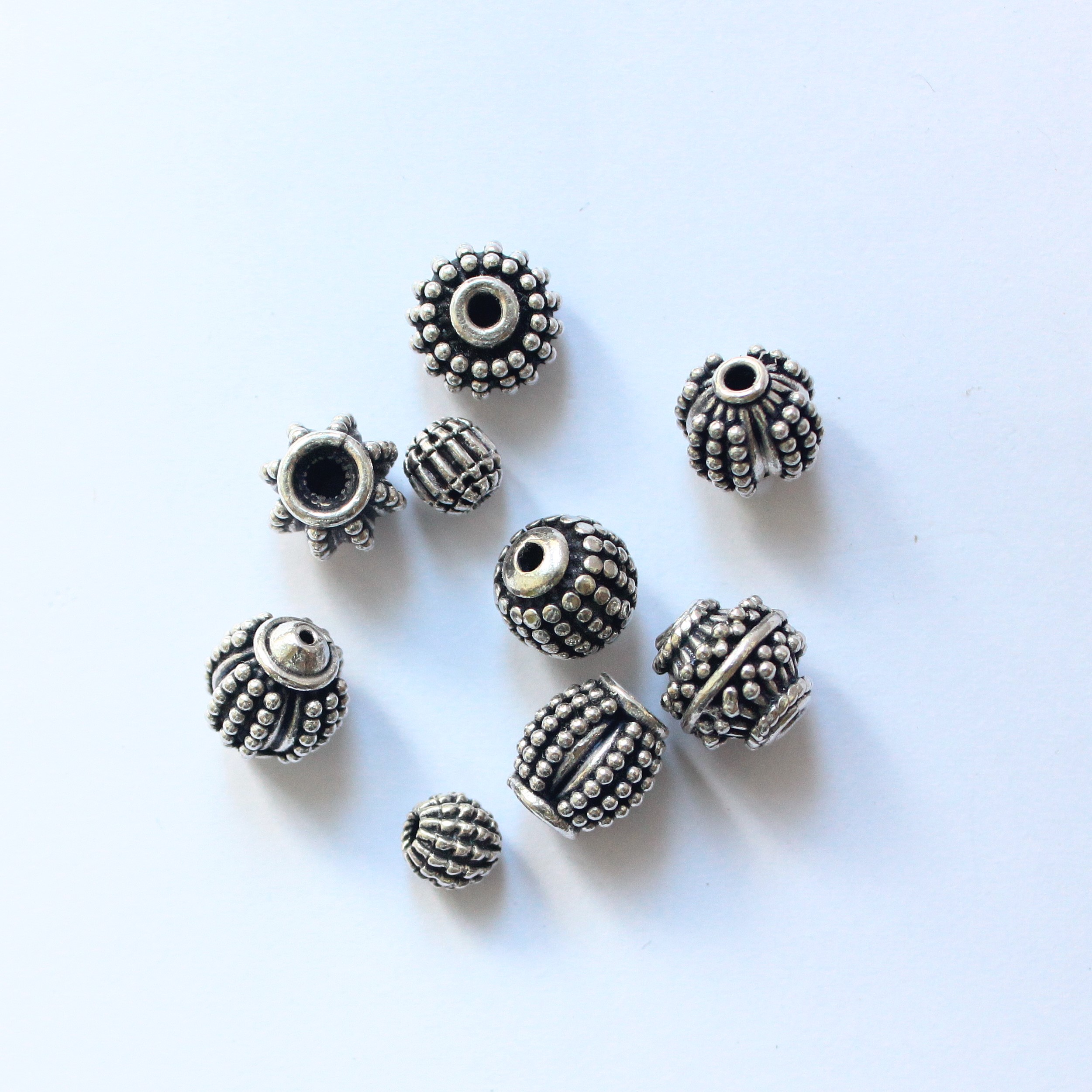 Bali Sterling silver beads, oxidised silver and| GemsRainbowCo