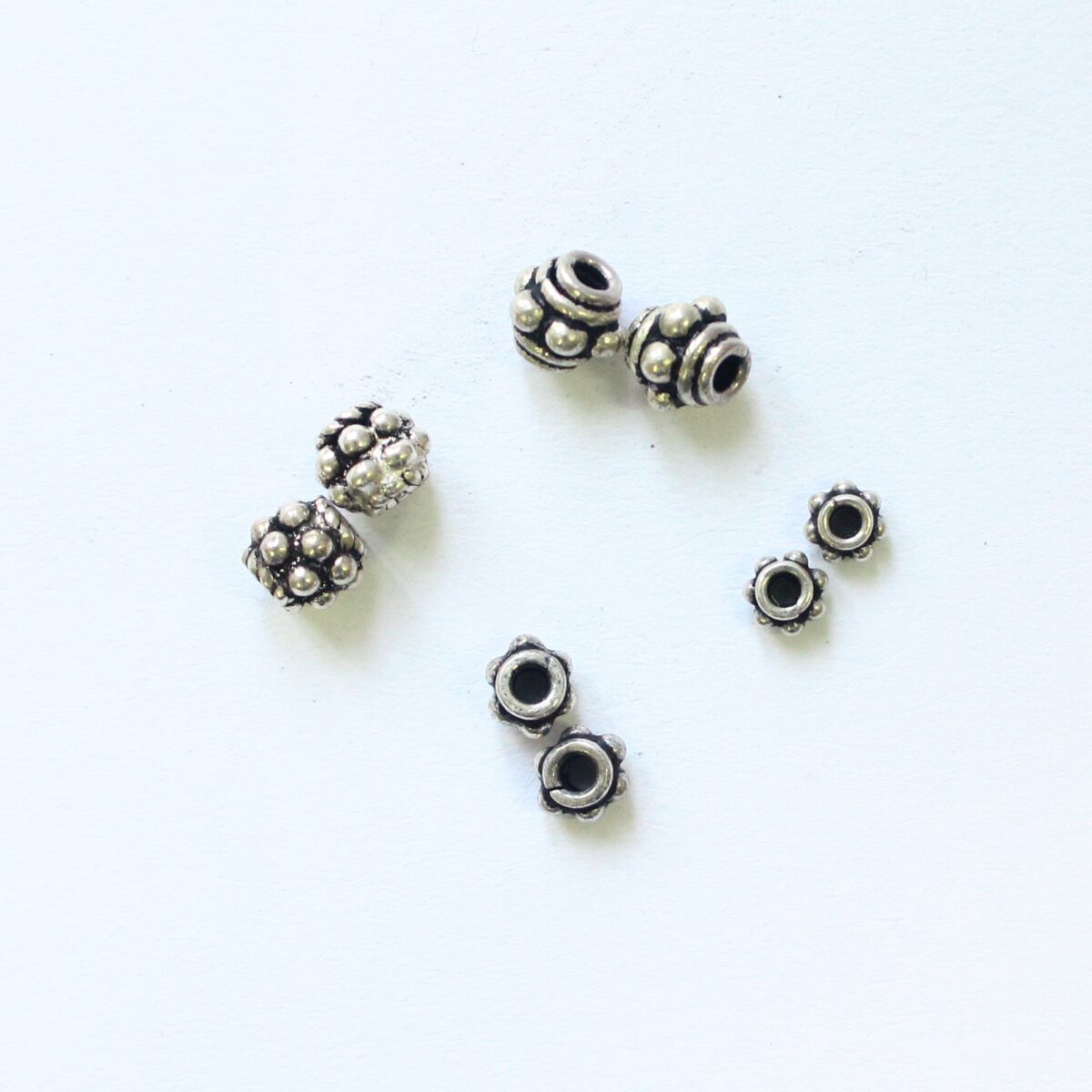 Bright Silver Bali Metal Spacer Beads, 5.5 x 4 mm - 8 Beads –