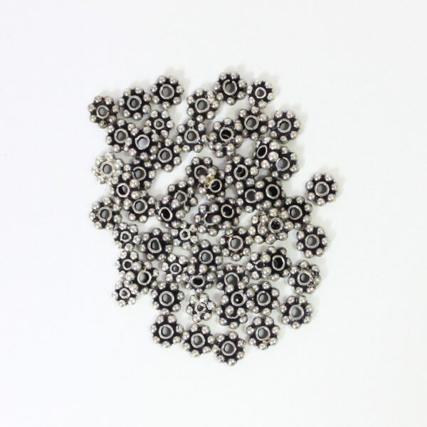 Bright Silver Bali Metal Spacer Beads, 5.5 x 4 mm - 8 Beads –