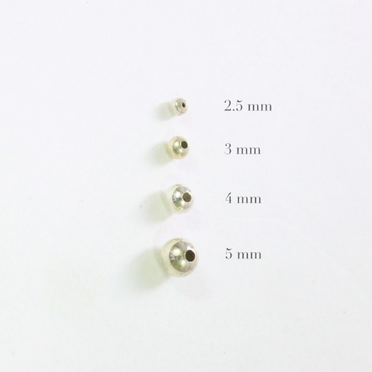 Solid 925 Sterling Silver Beads Seamless Round Spacer Loose Ball