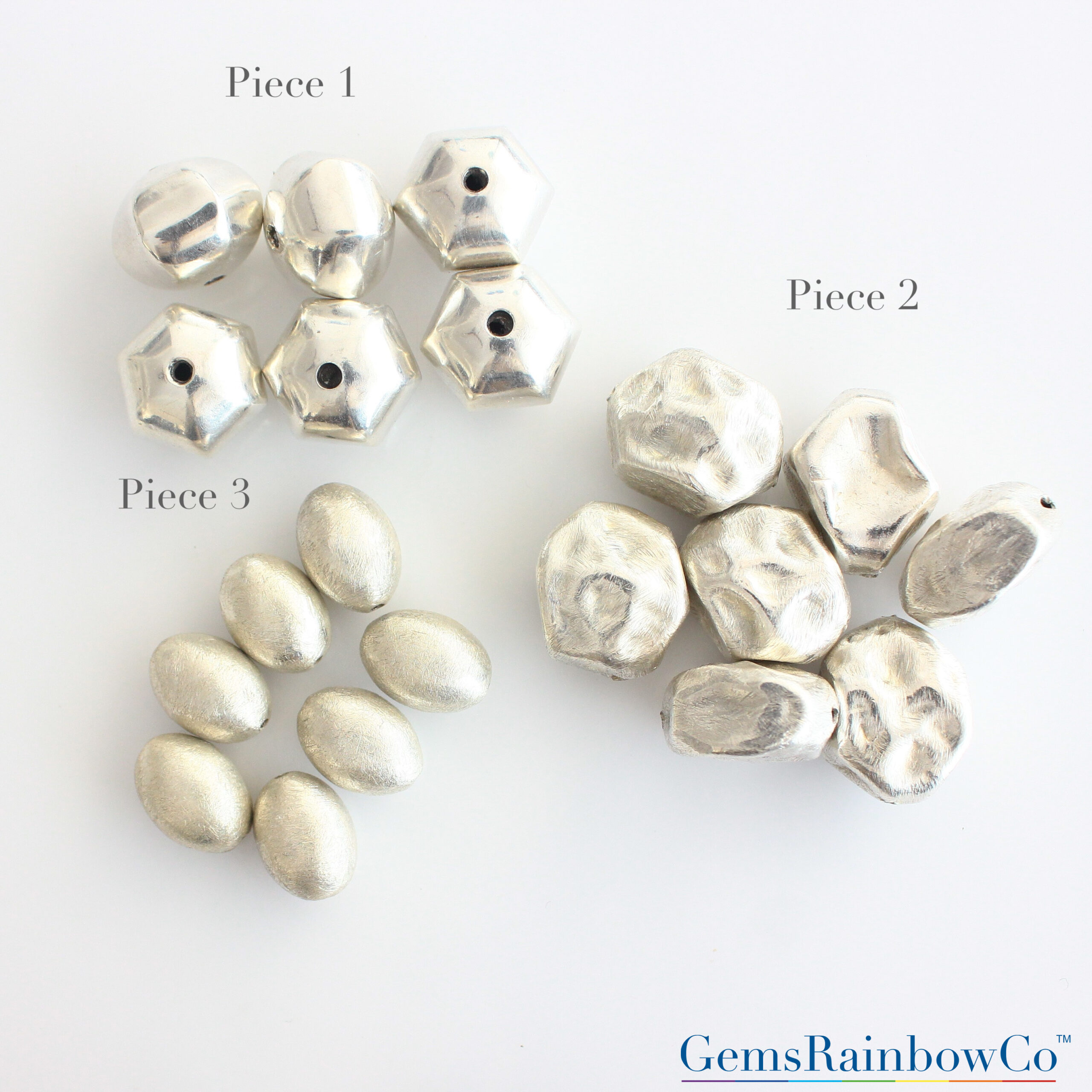 Hammered Spacer beads in Sterling Silver 925
